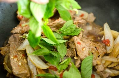 Stir fried Beef with Basil Leaves Recipe (Bò Xào Húng Quế)